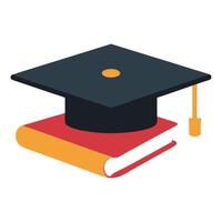 a graduation cap and books on a white background vector