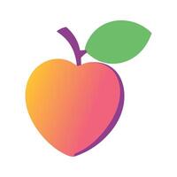 an apple with a green leaf on it on a white background vector