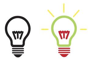 two light bulbs with different colors and shapes on a white background vector