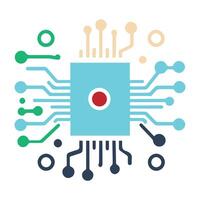 a circuit board with a red dot on it vector