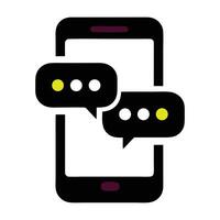 a smartphone with two speech bubbles a white background vector