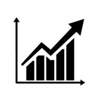 Growth Chart Icon Black Bar Graph with Arrow vector