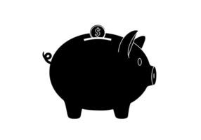 Monochrome Piggy Bank Icon, Side View vector