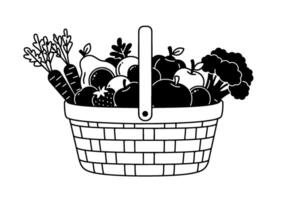 Monochromatic Fruit and Veggie Basket vector