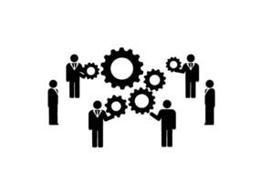 Teamwork Gear Mechanism Icon vector