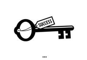Success Key Icon Black and White Minimalist Design vector
