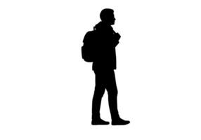 Silhouette of Person with Backpack, Side View vector