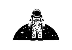 Astronaut on Crescent Moon Space Exploration Graphic vector