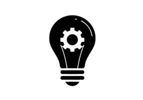 Gear Inside Lightbulb Solution Icon vector