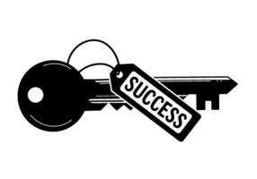 Success Key Icon Black and White Minimalist Designalt vector