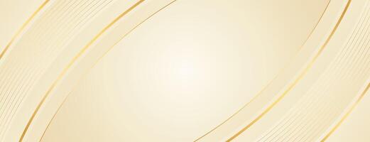 Elegant beige luxury banner background with gold lines. Abstract curved shapes. Suitable for web banners, templates, headers, pages, sales, ads, awards, events and more vector