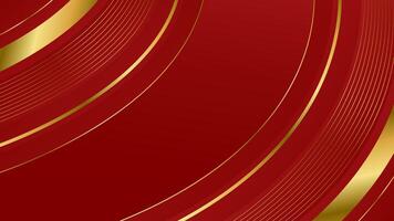 Modern red luxury curve background with elegant gold lines. Abstract premium design vector
