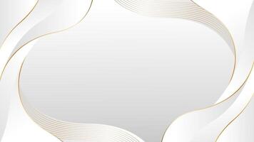 Abstract White and Gray Elegant Background with Gold Wavy Lines vector
