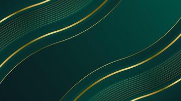 Emerald Green Abstract Luxury Background with Golden Curves vector