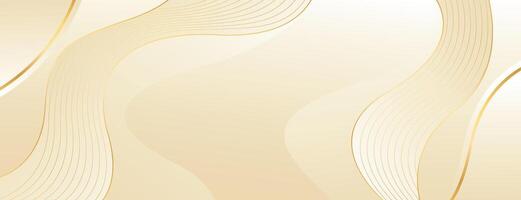Modern Cream and Beige Abstract Banner Background with Flowing Gold Curves vector
