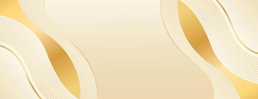 Abstract beige luxury banner background with soft cream gradient and elegant wavy gold lines. Suitable for web banners, templates, headers, sales, ads, awards, events and more vector