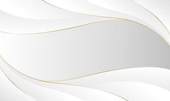 Abstract withe and gray wave background with gold lines vector