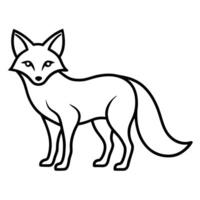 Line art illustration of a fox standing profile view vector