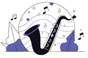 Surreal and Vibrant Saxophone Music Artwork Connecting the Globe Creatively vector
