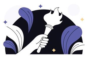 Illustration of a hand holding a torch representing leadership, courage, and guidance in a compelling graphic style vector