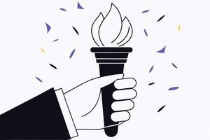 Impressive hand with a torch conveying leadership, power, and hope through a dynamic and symbolic illustration vector
