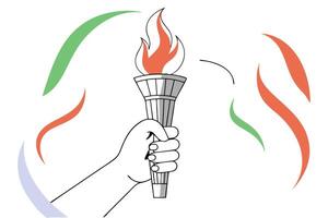 Powerful hand holding a torch symbolizing light, hope, and passion in a striking and inspirational visual artwork vector