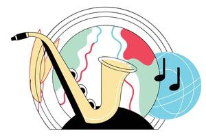 Abstract and Colorful Saxophone Music Art Featuring a Global and Surreal Theme vector