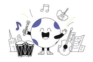 Global Observance of International Music Day Featuring Various Musical Instruments vector