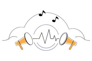 Heartbeat of Music Represented by Audio Waves and Melodies in Dynamic Sound Art vector