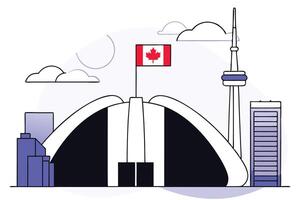 Modern Canadian architecture illustration in red and white tones ideal for celebrating national pride and Canada Day with a stylish and contemporary design theme vector