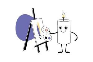 Animated candle with expressive face and limbs portraying a funny yet relatable emotion perfect for comics character design or novelty graphics vector