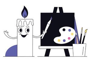 Funny Candle Character in Pain with Legs and Arms in a Whimsical Illustration Style vector