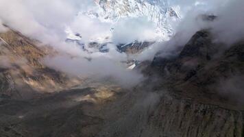 Outdoor Himalayan Landscape with Glaciers, Cliffs, and Summit Views in 4K video