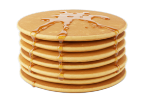 Stack of pancakes with honey dripping isolated on transparent background png