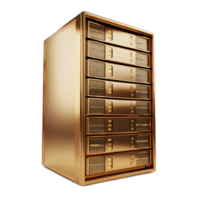 Gleaming Golden Database Server Rack png
