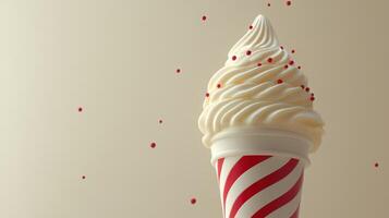 Delicious Soft Serve Ice Cream with Red Sprinkles, Tempting Dessert photo