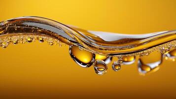 Oil droplets on yellow background photo