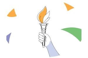 Hand clutching a torch in a symbolic image of hope, strength, and inspiring leadership for motivational themes vector