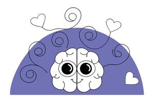 Adorable Cartoon Pink Brain Character Displaying Intelligence and Cuteness for Educational Content, Science Themes, and Fun Visual Learning vector