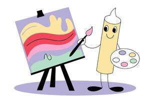 Cute Candle Cartoon with Humanlike Features Displaying a Pained Expression for Comics vector
