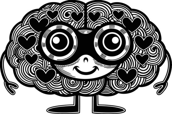 Creative Cartoon Pink Brain Character Highlighting Knowledge and Playfulness Suitable for Brain Awareness Campaigns and Learning Materials