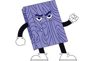 Dynamic cartoon of an angry wooden plank with expressive features fun character art for building material ads kids books or animated storytelling projects vector