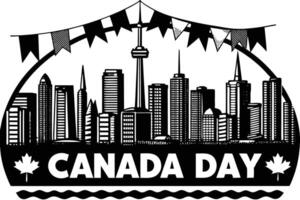 Artistic red maple leaf placed over a city skyline to represent Canada Day spirit and unity in a festive modern layout perfect for social or print media vector