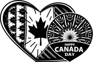 Detailed artistic heart shape featuring the Canada flag and maple leaves highlighting national pride and cultural unity in a visually appealing way vector