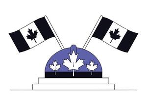 Elegant crown adorned with maple leaves symbolizing Canada and Victoria Day celebration accompanied by waving flags for a patriotic and festive design vector