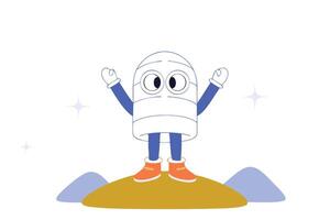 Grey scaled detailed cartoon character design featuring a sugar cube with expressive features and a charming artistic flair for unique illustrations vector