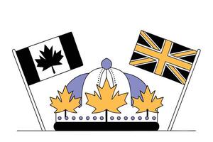 Crown illustration with maple leaves and Canadian flags commemorating Victoria Day showcasing a beautiful and symbolic design for national pride vector