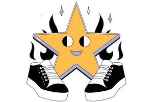Cute and friendly yellow star cartoon character shining in a playful style ideal for lively, fun, and colorful creative artwork and designs vector
