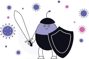 Upright Standing Cartoon Radish with Purple Color in a Fun and Friendly Pose vector