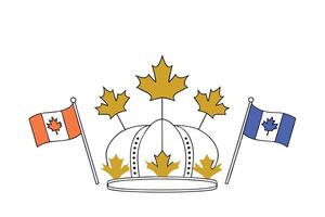 Crown with maple leaves and Canadian flags for Victoria Day emphasizing national pride in a creative and festive graphic design concept vector